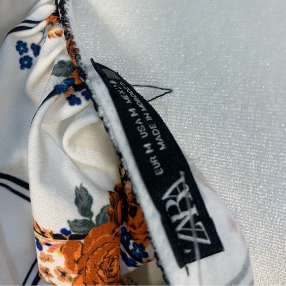 ZARA Ruffle Collar Floral Check Midi Dress - Picture 9 of 14